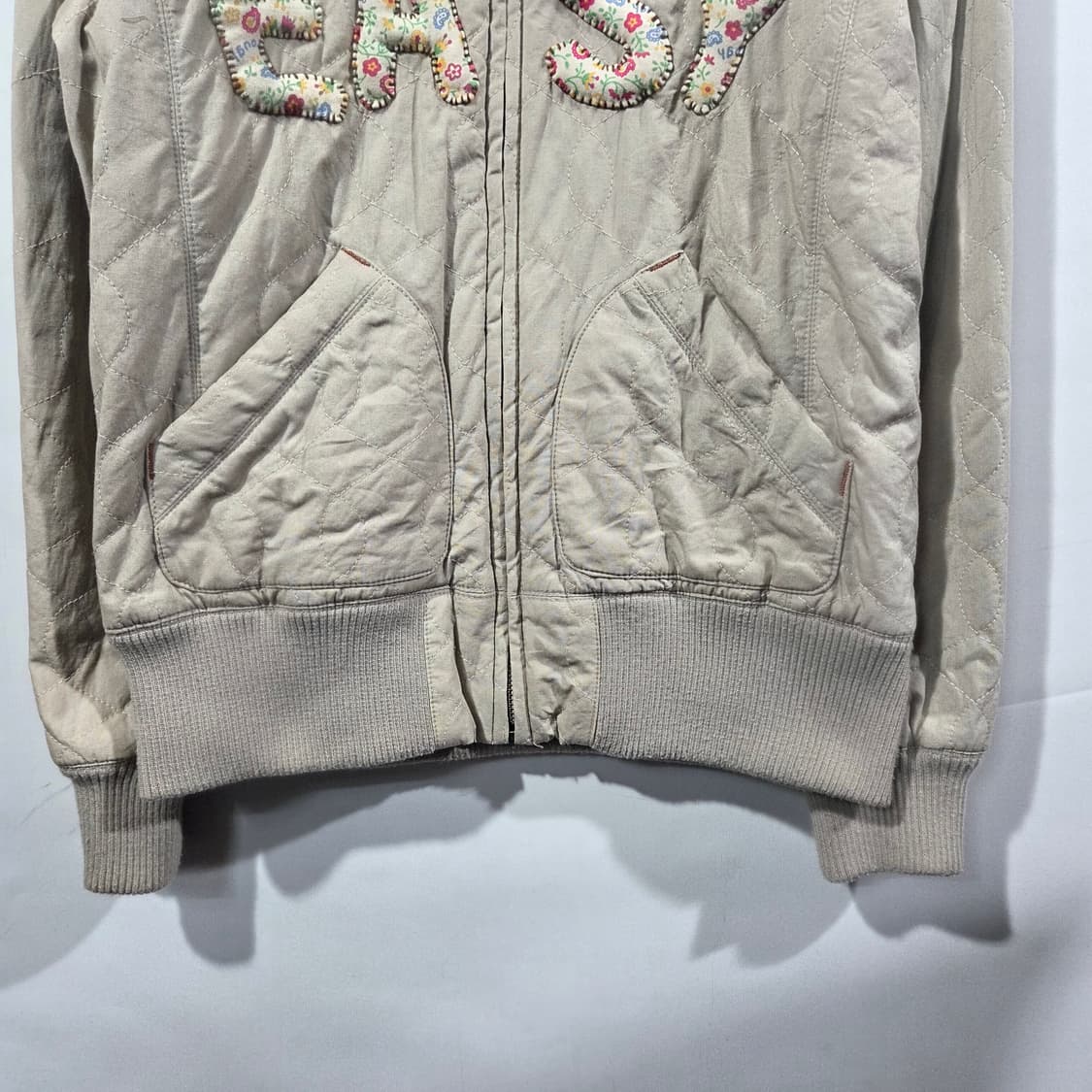 [rough] 러프 플라워 안감 레터링 퀼팅 블루종 상품이미지4