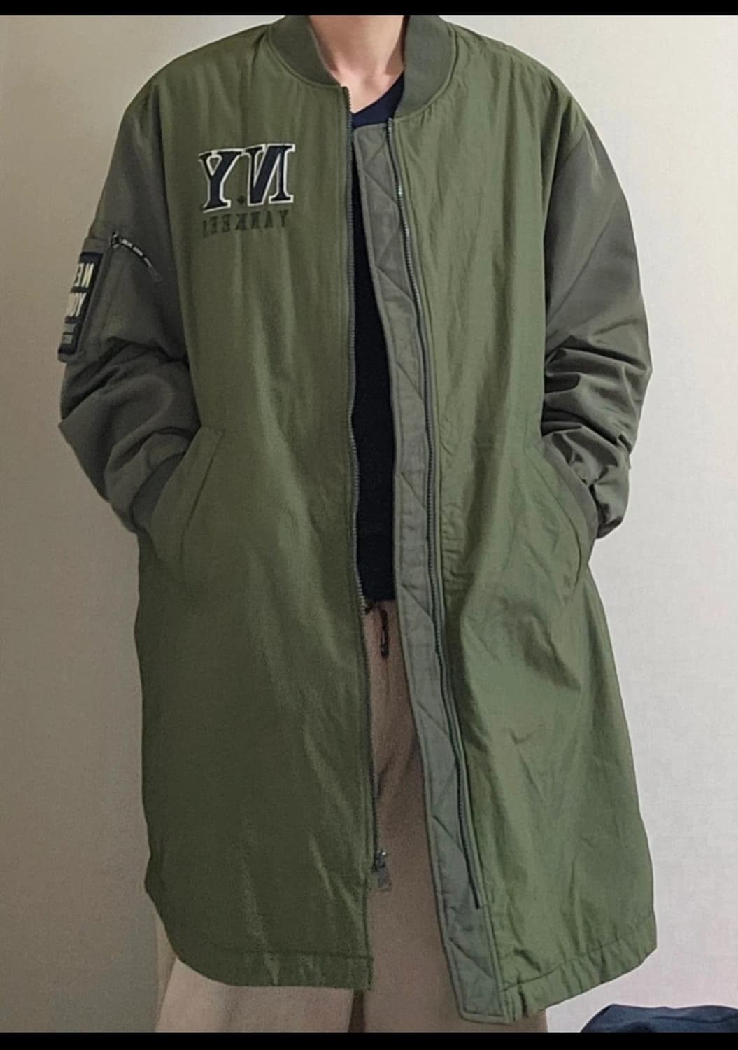 MLB 뉴욕 양키스 롱 야구 점퍼 카키 100MLB  상품이미지3