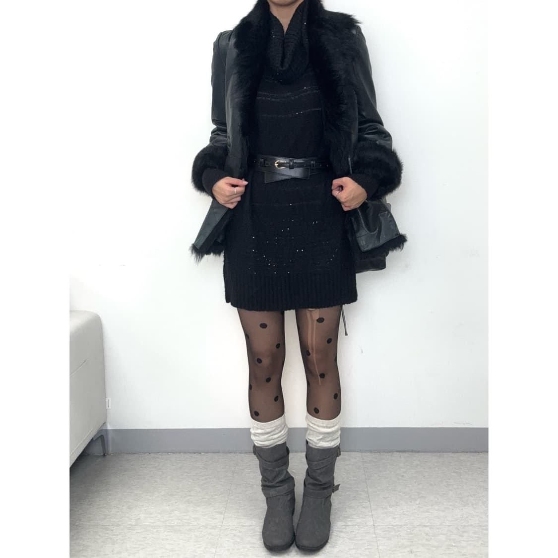 빈티지 블랙 리얼레더 무스탕 퍼 자켓 상품이미지4