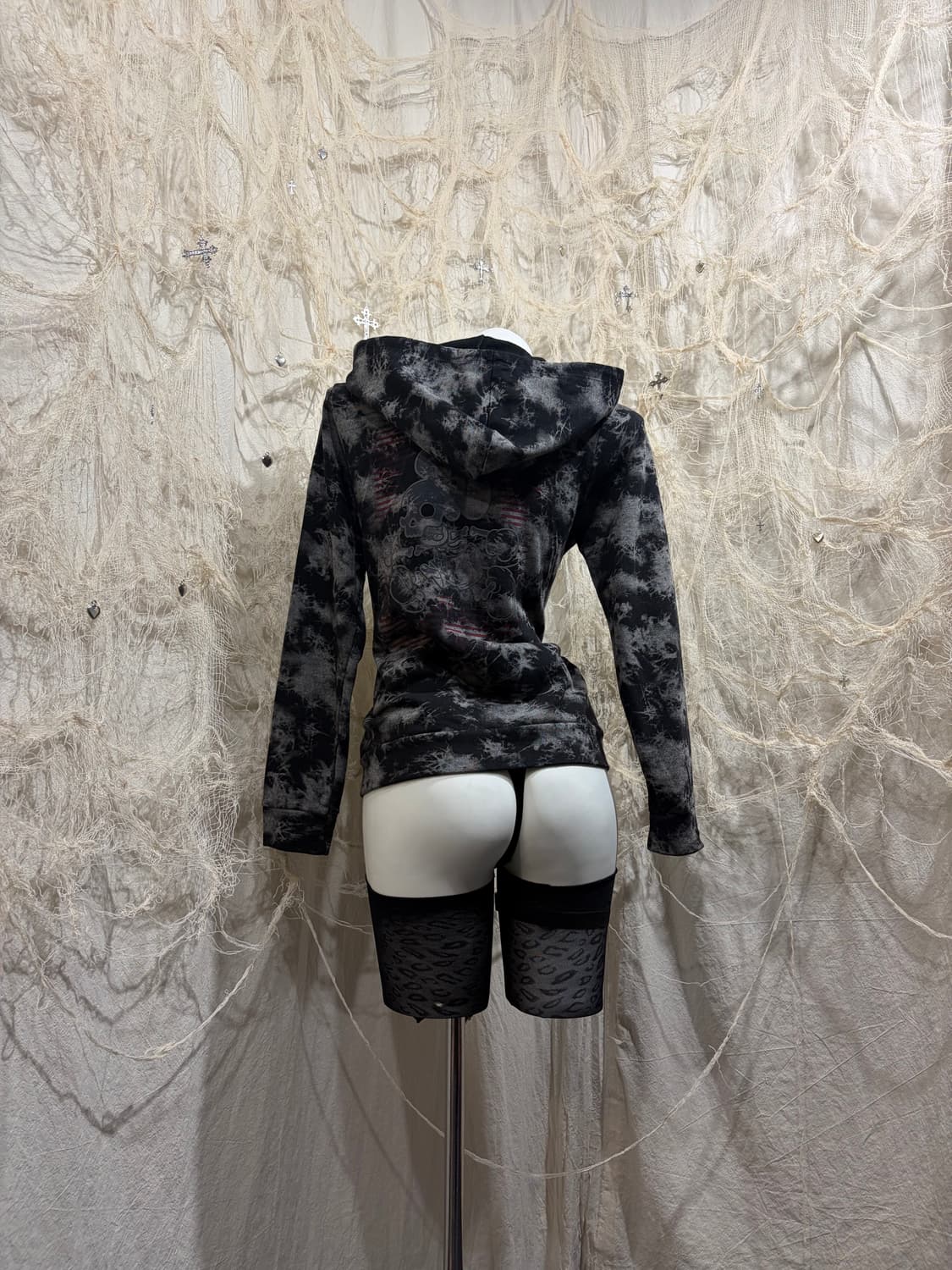 Y2K tie-die cubic mouse hoodie zip up 상품이미지2