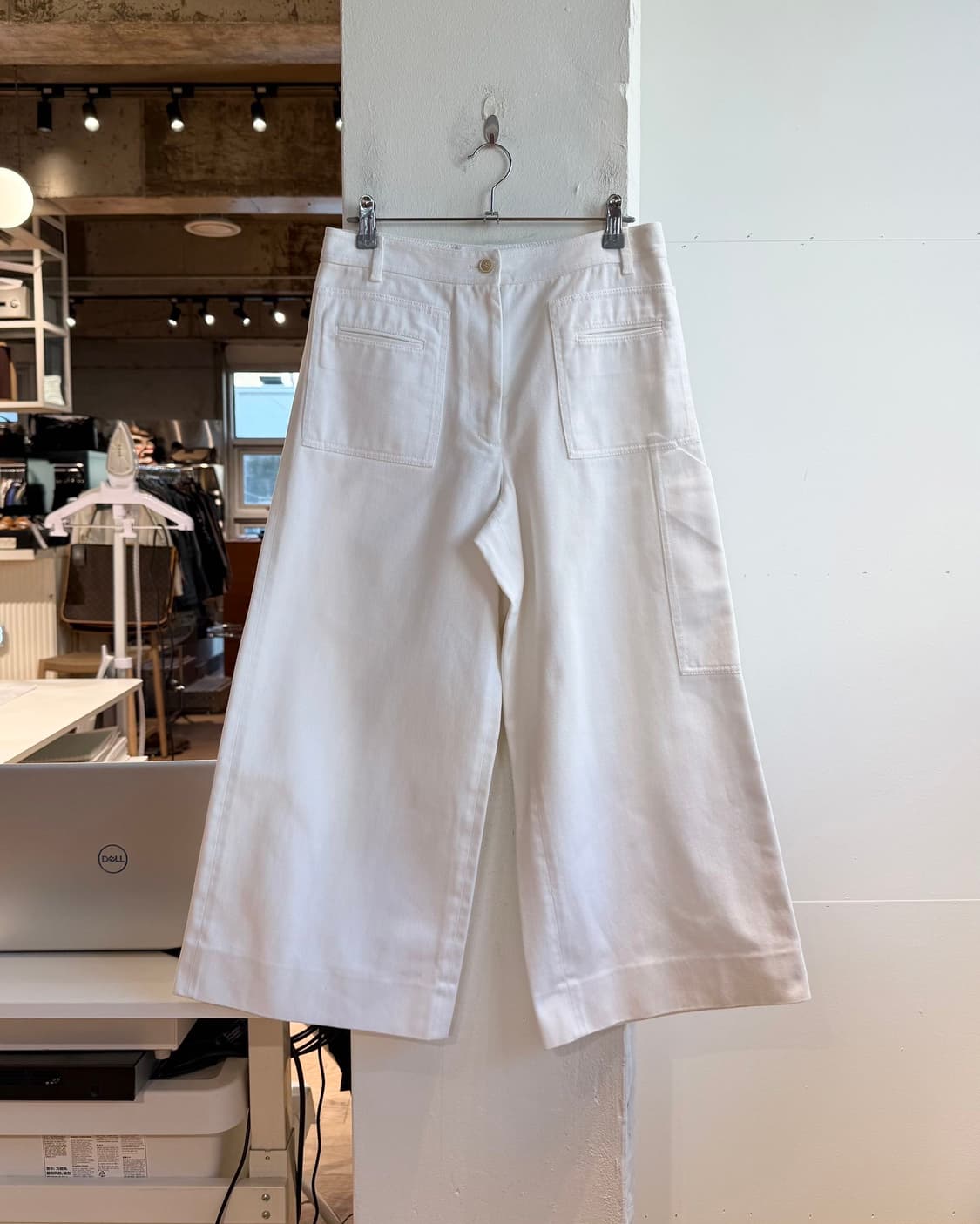 메종 마르지엘라 화이트 데님 백 스티치 와이드 팬츠  상품이미지2