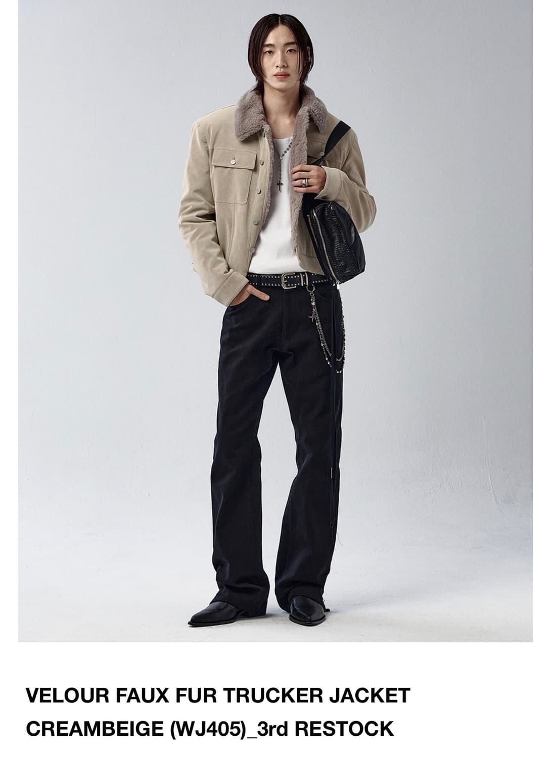 알렌느 / 벨루어 폭스 퍼 트러커 자켓 (크림 베이지) / 2 상품이미지2