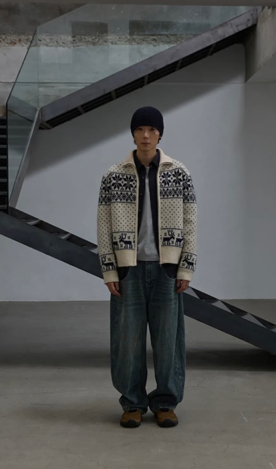 HOOVES 후브스 코위찬 스노우 2WAY 니트 집업 아이보리 상품이미지4