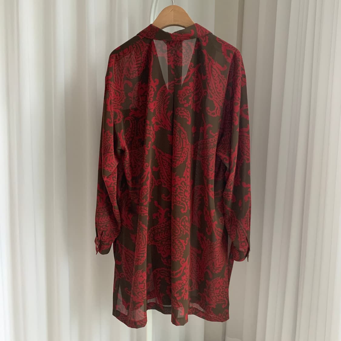 일본 빈티지 amanjacky 레트로 리프 패턴 쉬폰 블라우스 상품이미지4