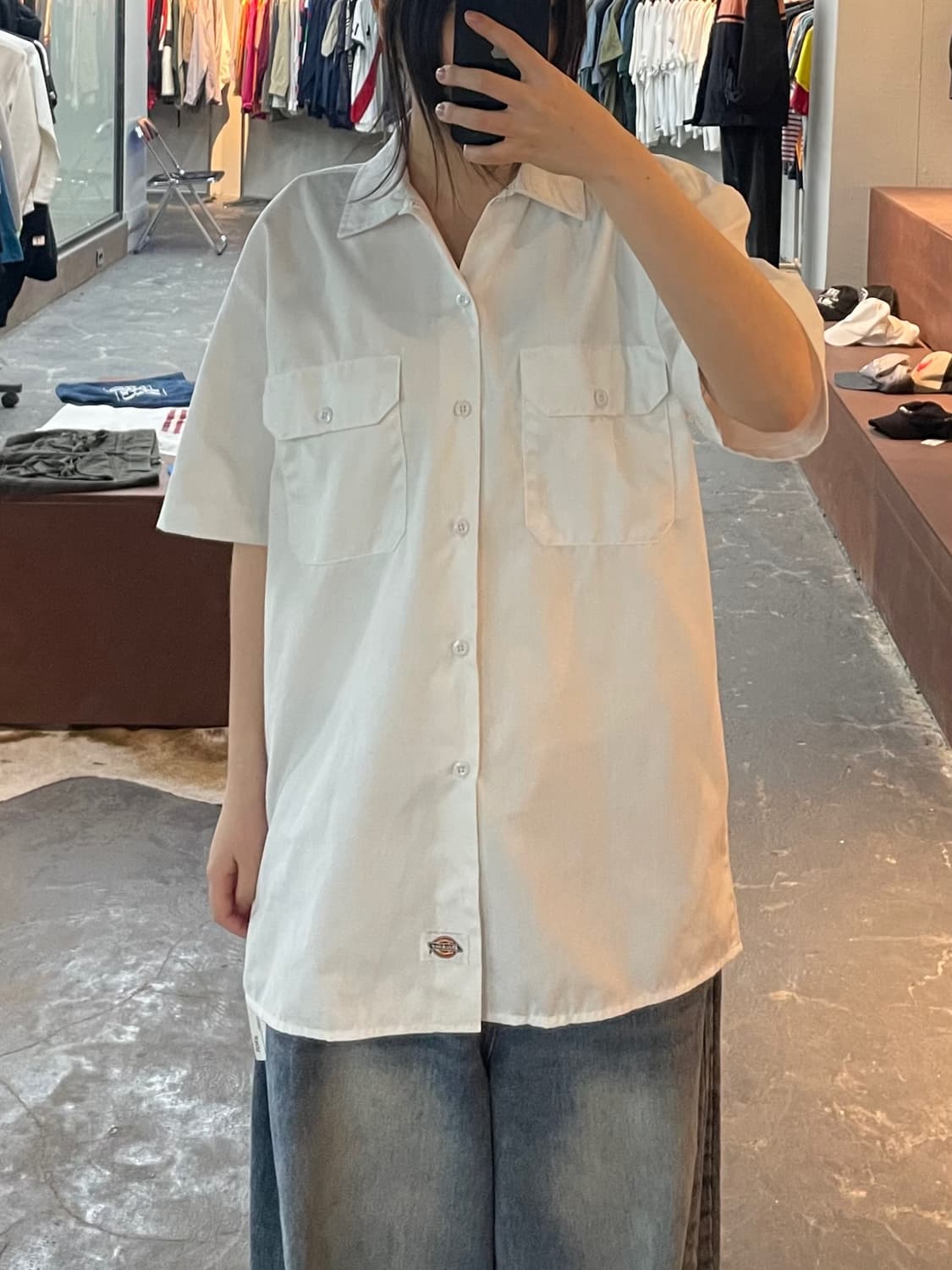 디키즈 화이트 반팔 워크 셔츠 H2427 상품이미지1