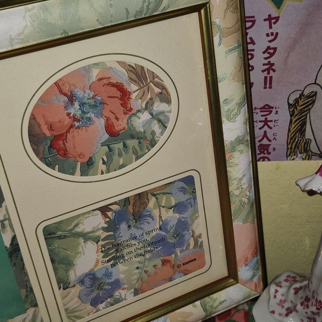 90s 키시마 레트로 플로랄 3구 2way 우드 액자 상품이미지9