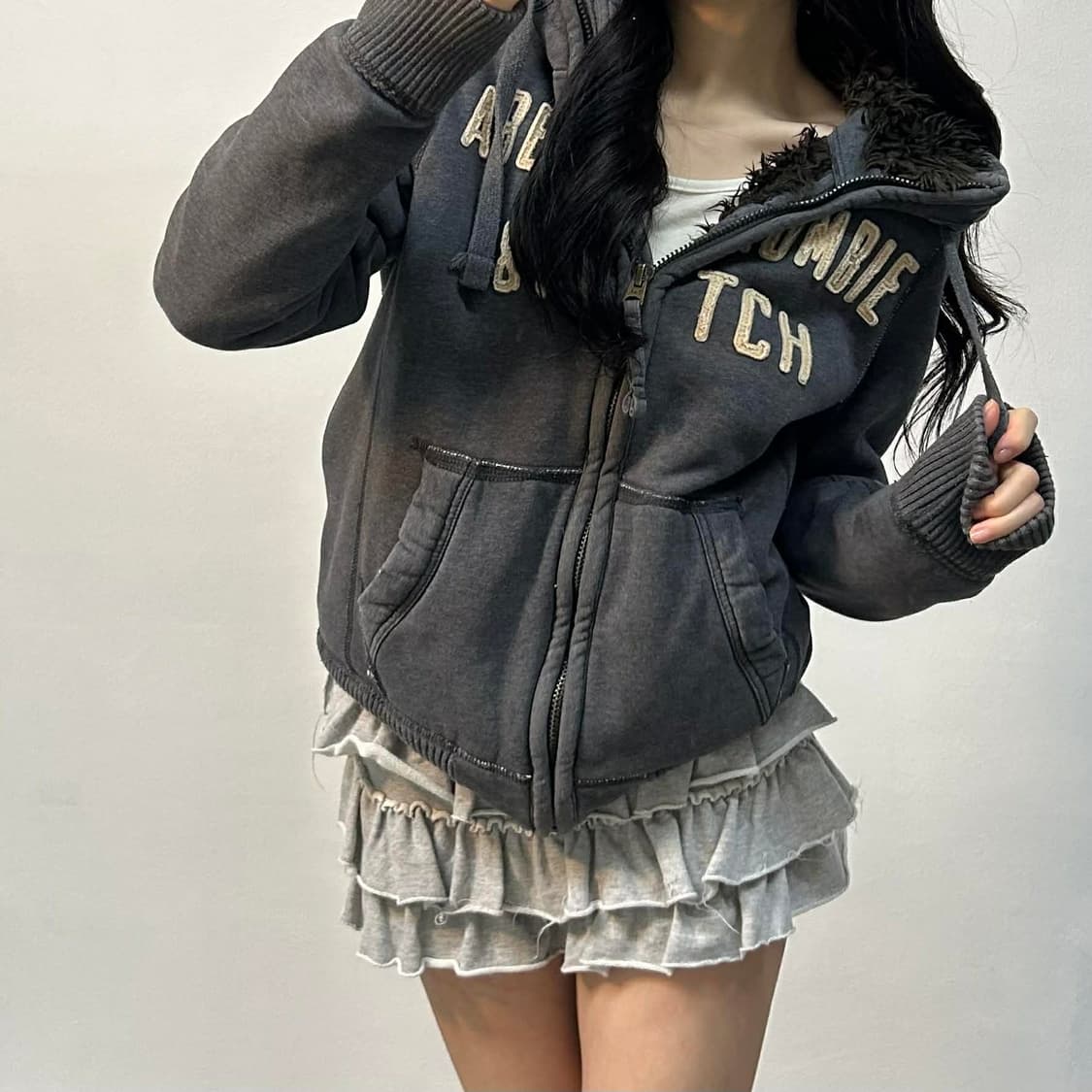 아베크롬비 y2k 울프죠 퍼 자켓 대장급 후드집업 희귀져지(M) 상품이미지1