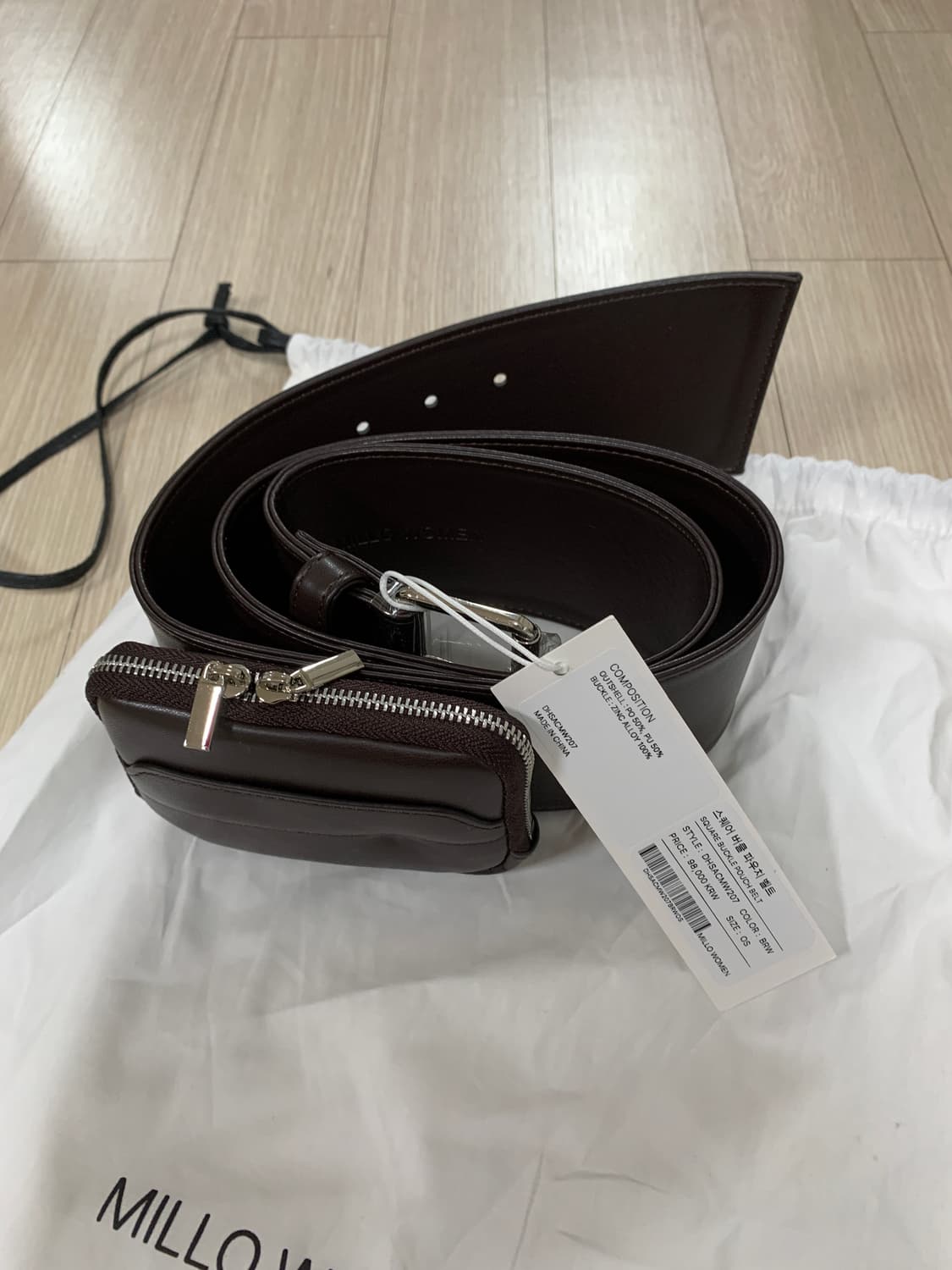 밀로우먼 스퀘어 버클 벨트 브라운 상품이미지3
