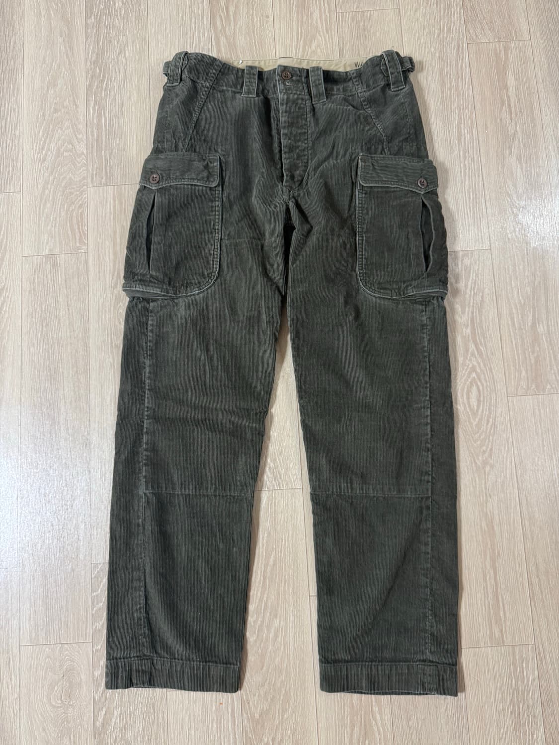 32/32 더블알엘 올리브 코듀로이 카고 바지 상품이미지1