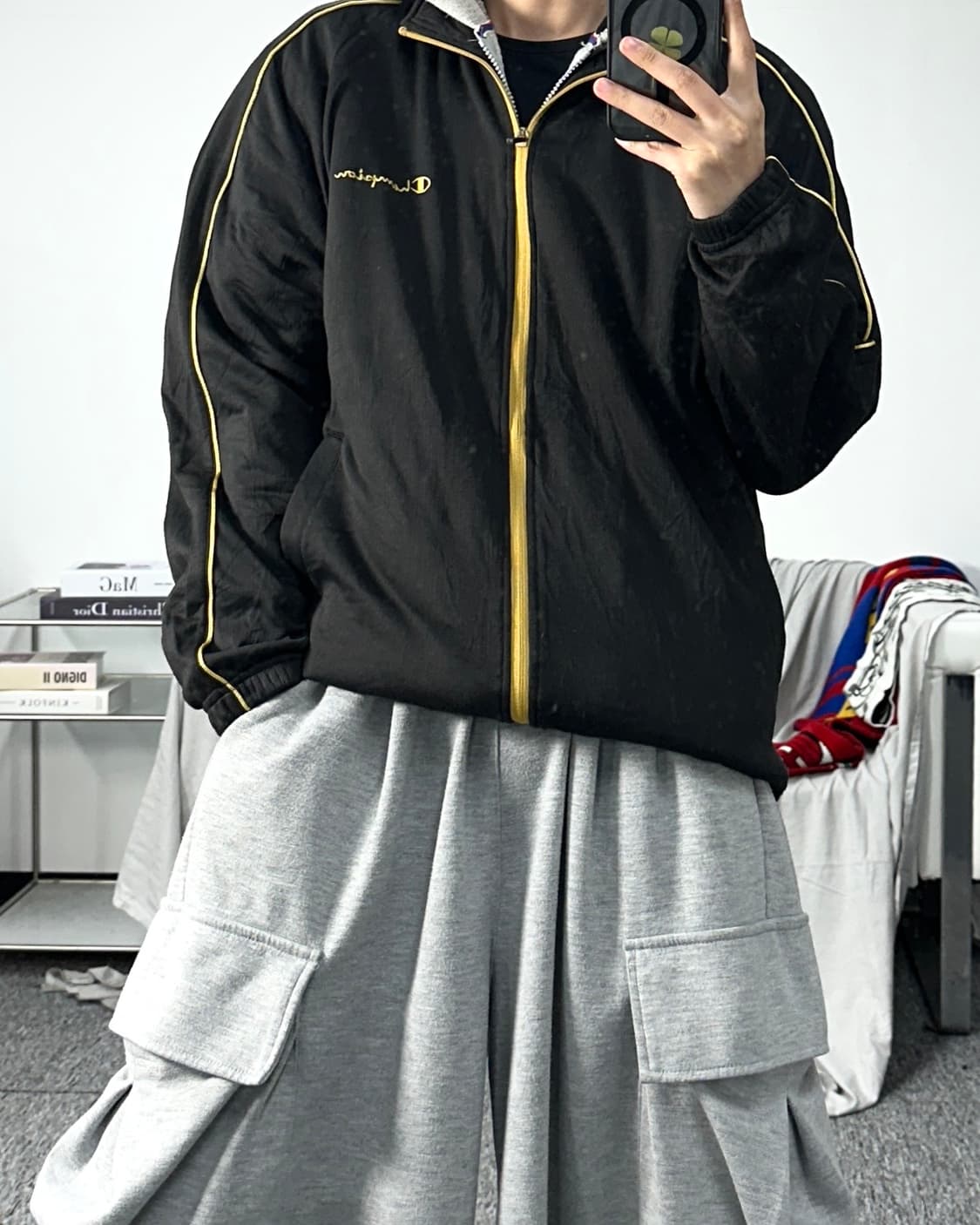 챔피온 제펜 블랙 골드 트랙탑 져지 L 상품이미지3