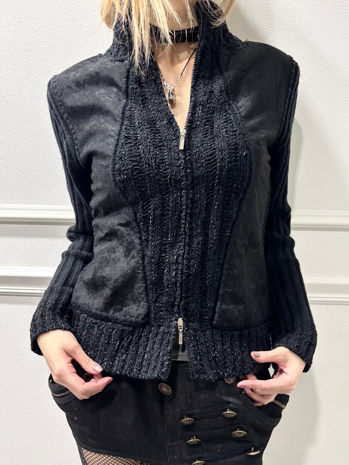 embroidery Detail Black 2-way Slim Fit Z 상품이미지2