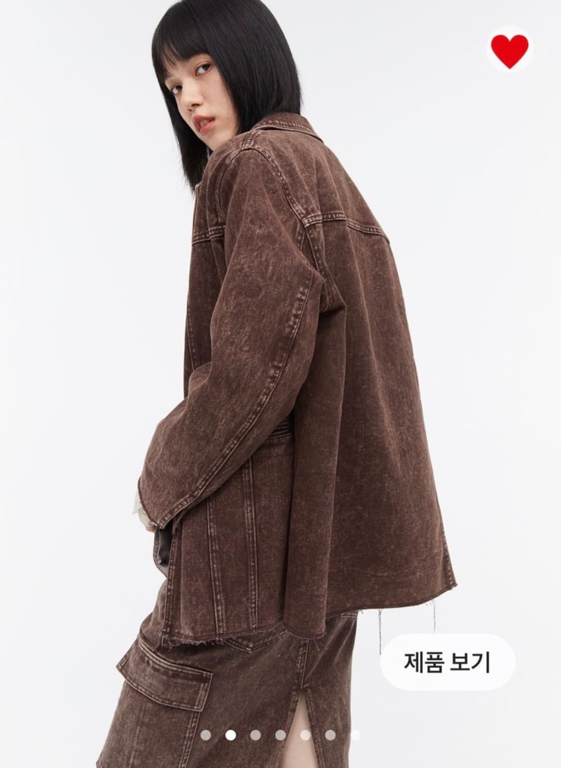 h&m 오버사이즈 데님 브라운자켓  상품이미지2