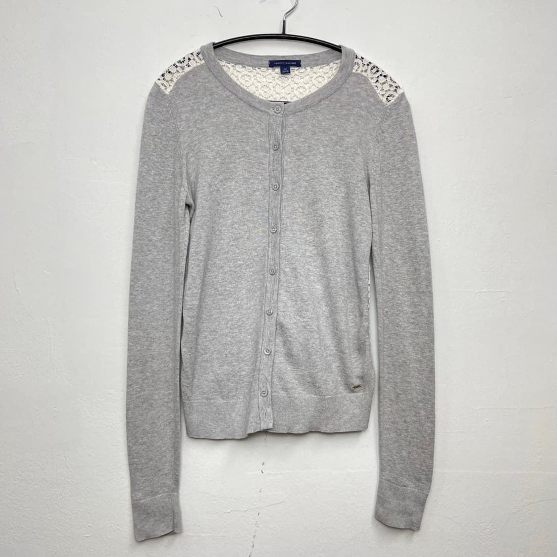 타미힐피거 TOMMY HILFIGER 그레이 레이스 백 포인트 가디건 S 상품이미지6