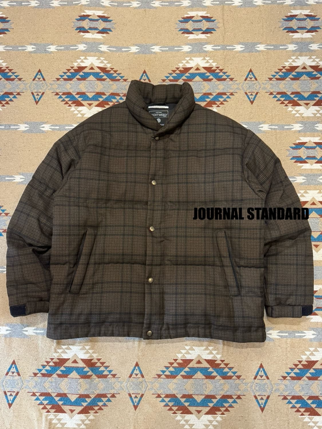 [M][100] 저널스탠다스 테크 트위드 그랜체크 다운자켓 브라운  상품이미지1