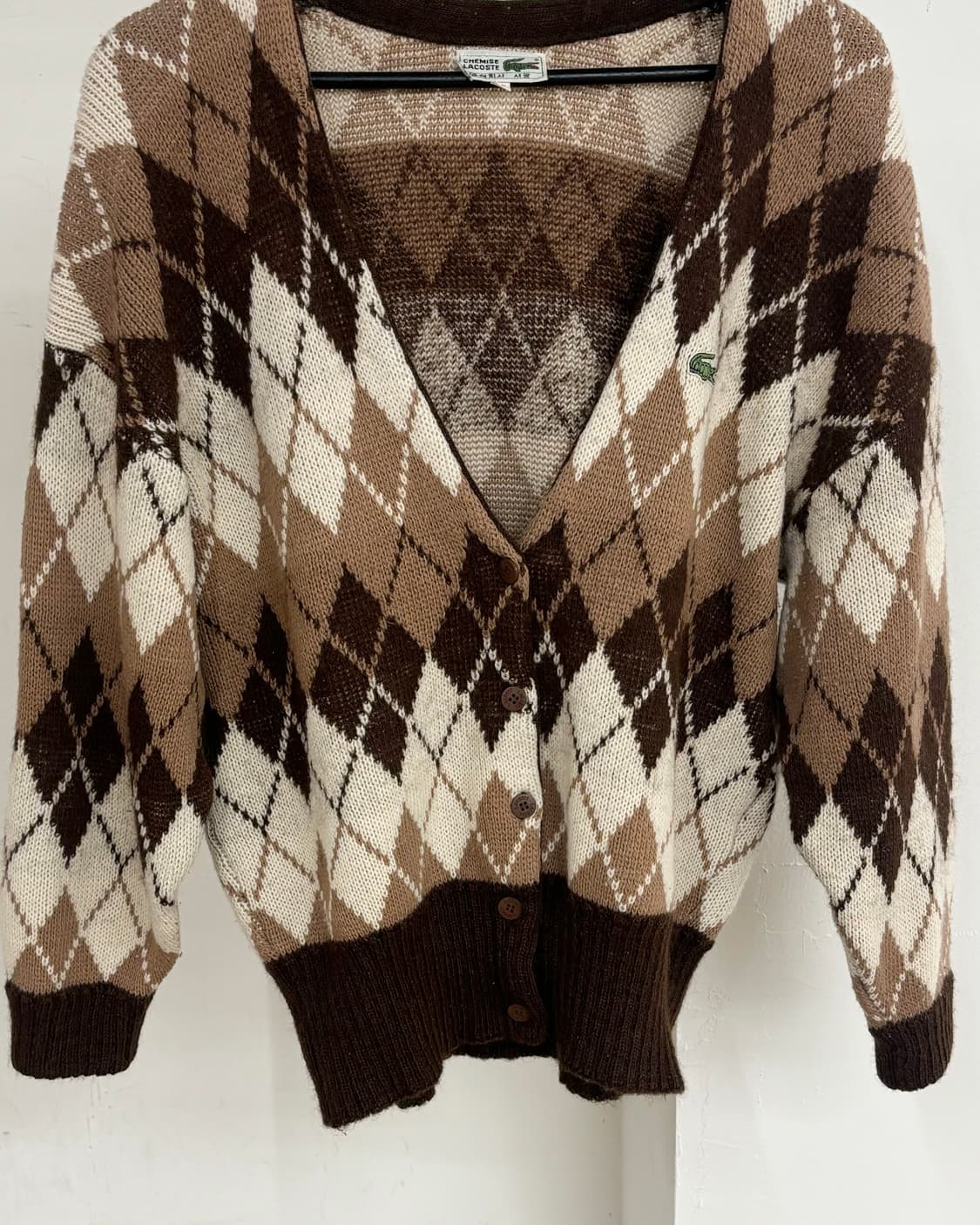 슈미즈 라코스테 브라운 아가일 패턴 니트 가디건 상품이미지5