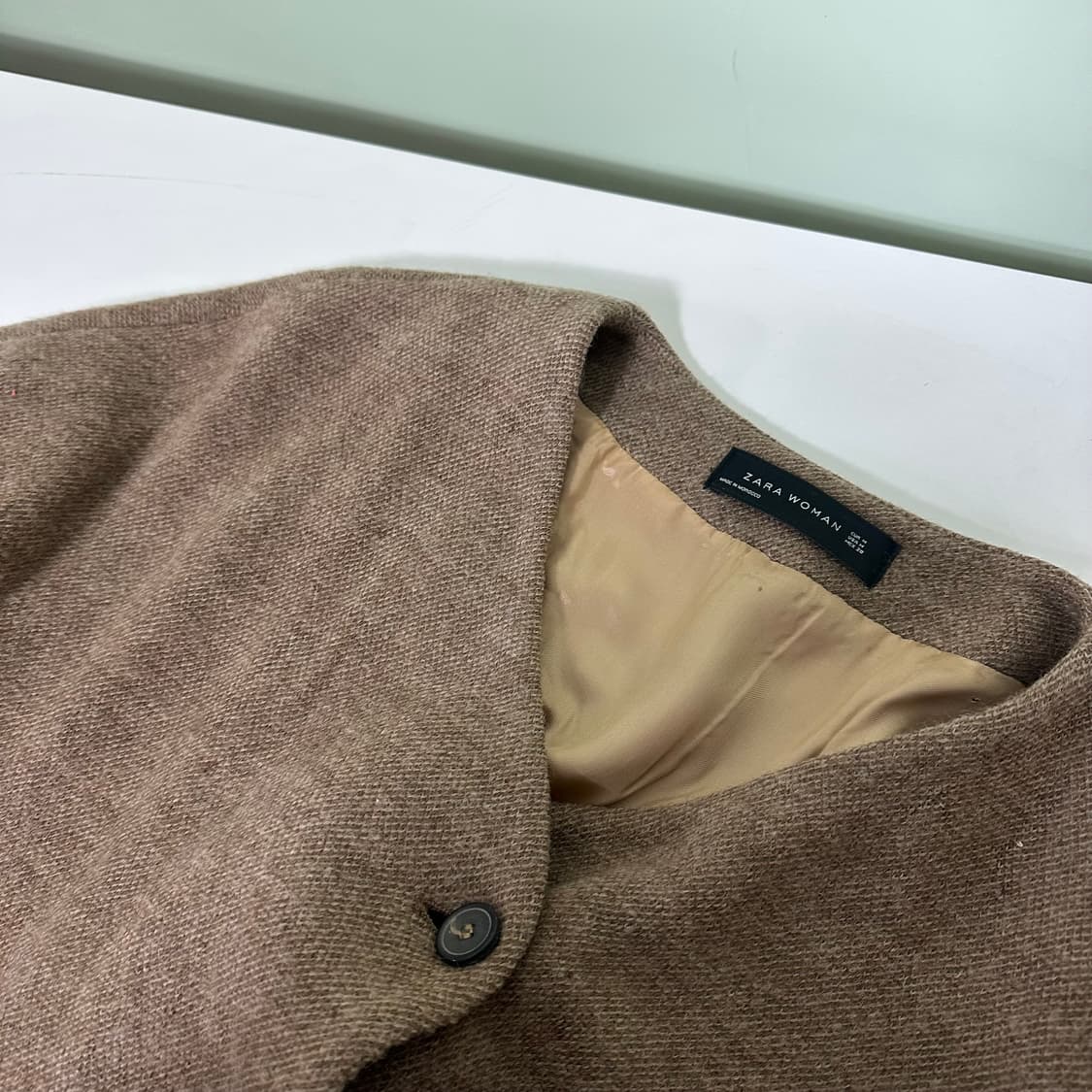 우먼M 자라우먼 베이지 라나울 논카라 7부코트 상품이미지4