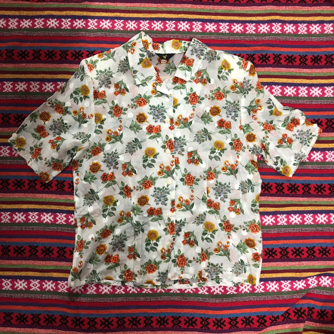 플라워 패턴 반팔 블라우스 상품이미지1