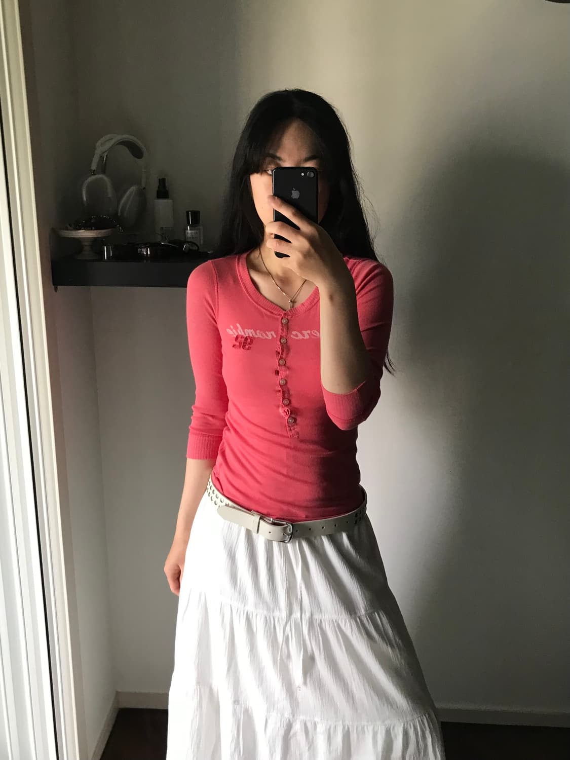 아베크롬비 중앙 프린팅 핑크 7부 긴팔티 상품이미지3