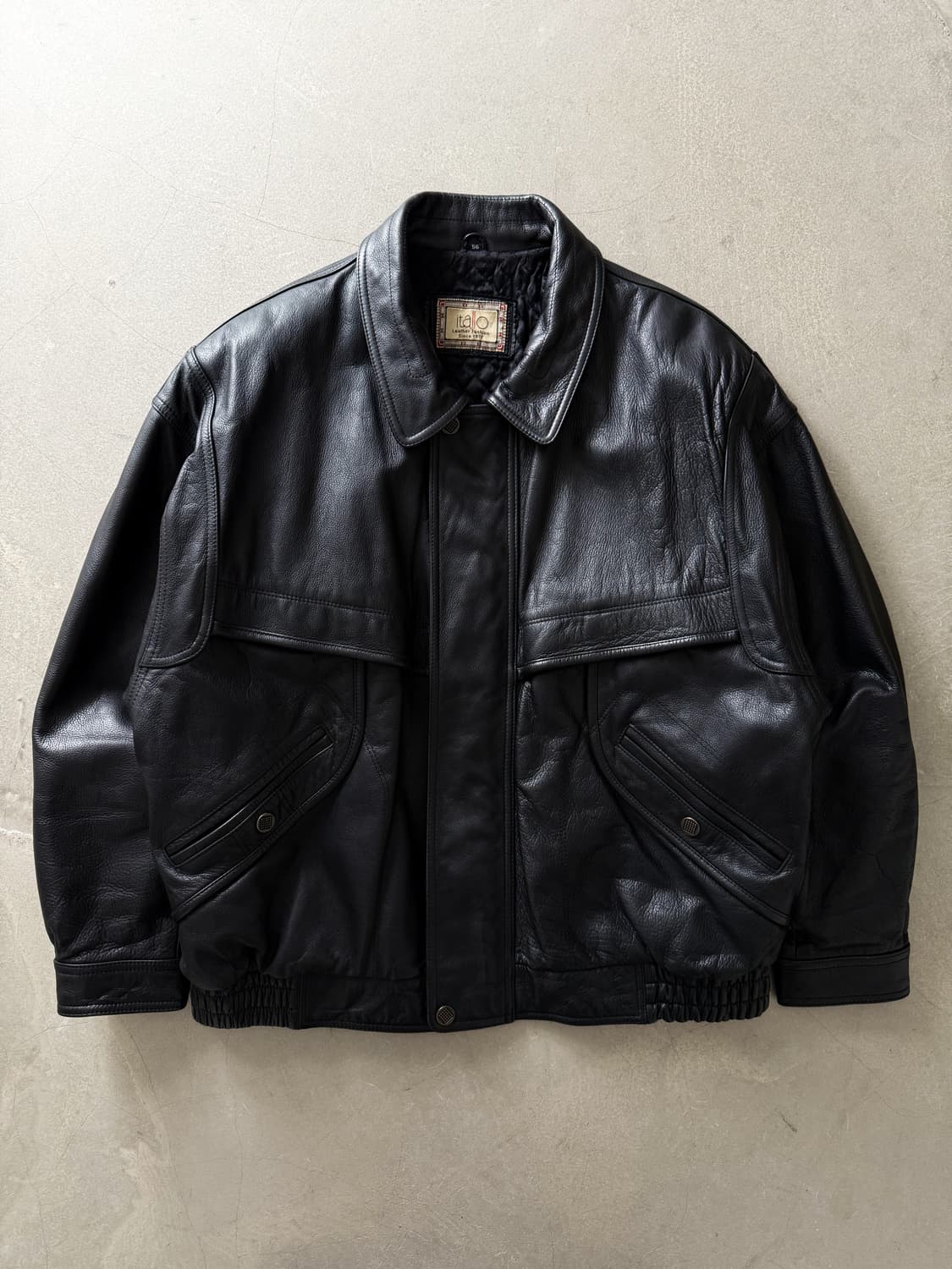 Vintage Genuine Leather Bomber Jacket 상품이미지1
