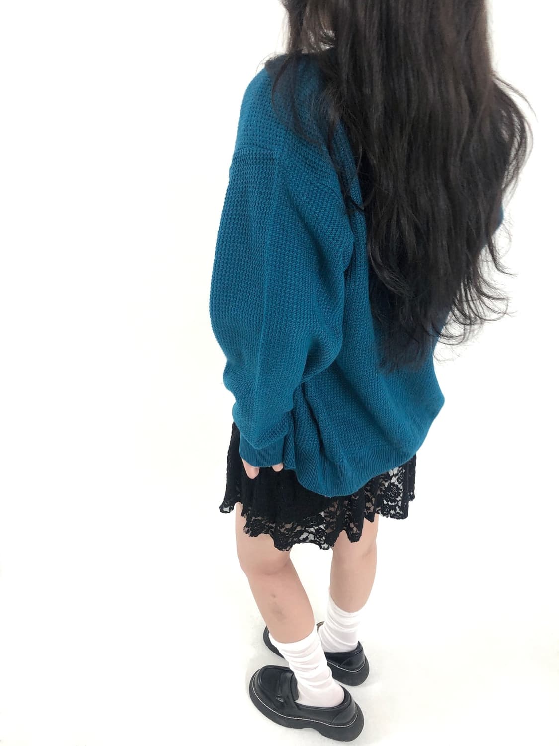 Teal Waffle Cardigan 상품이미지4