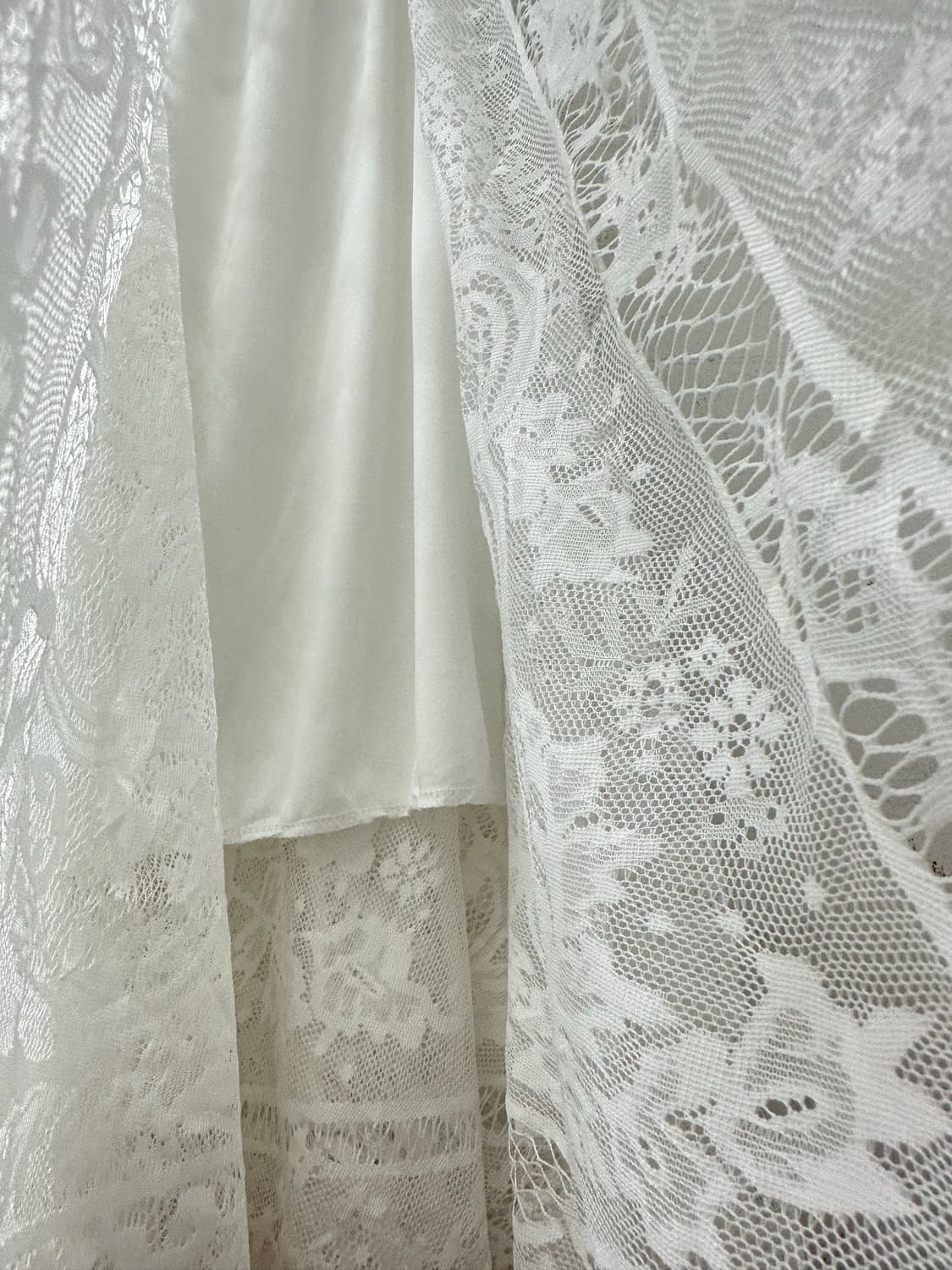 일본빈티지 화이트 플라워 레이스 플레어 롱 밴딩 스커트 상품이미지5