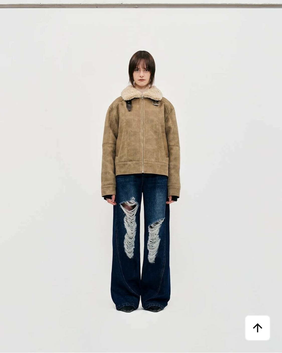 밀로 우먼 빈티지 크랙 시어링 자켓 카멜 s 상품이미지2