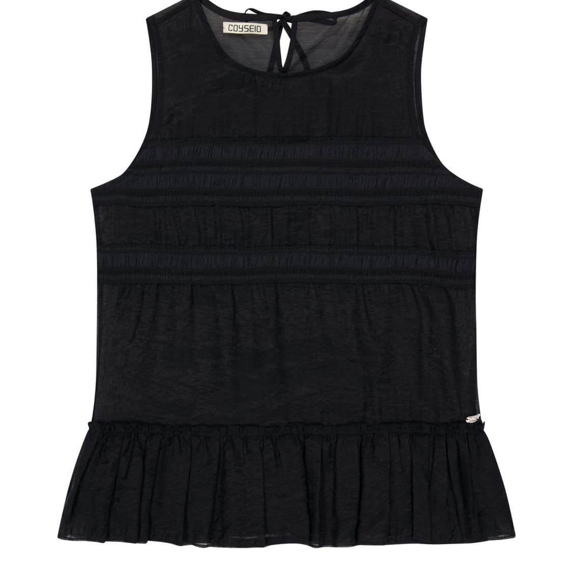 코이세이오 쉬어 레이어드 슬리브리스 블랙 sheer layered 상품이미지2