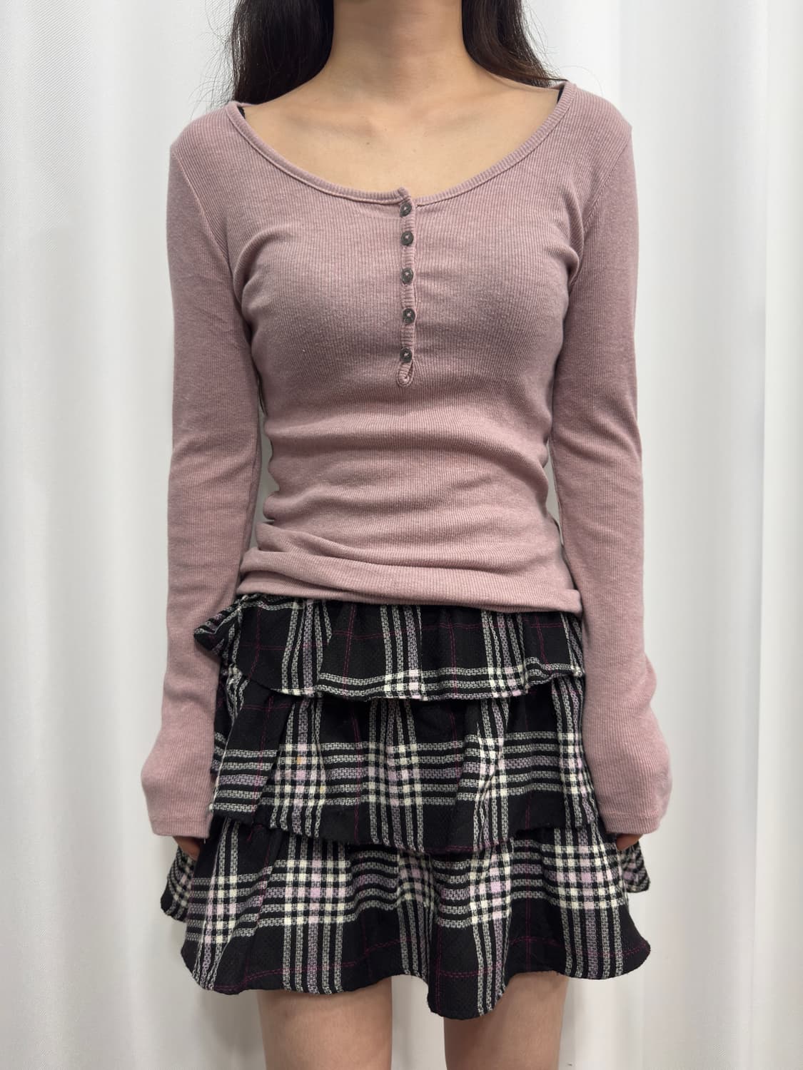 kumikyoku check frill layered skirt 상품이미지4