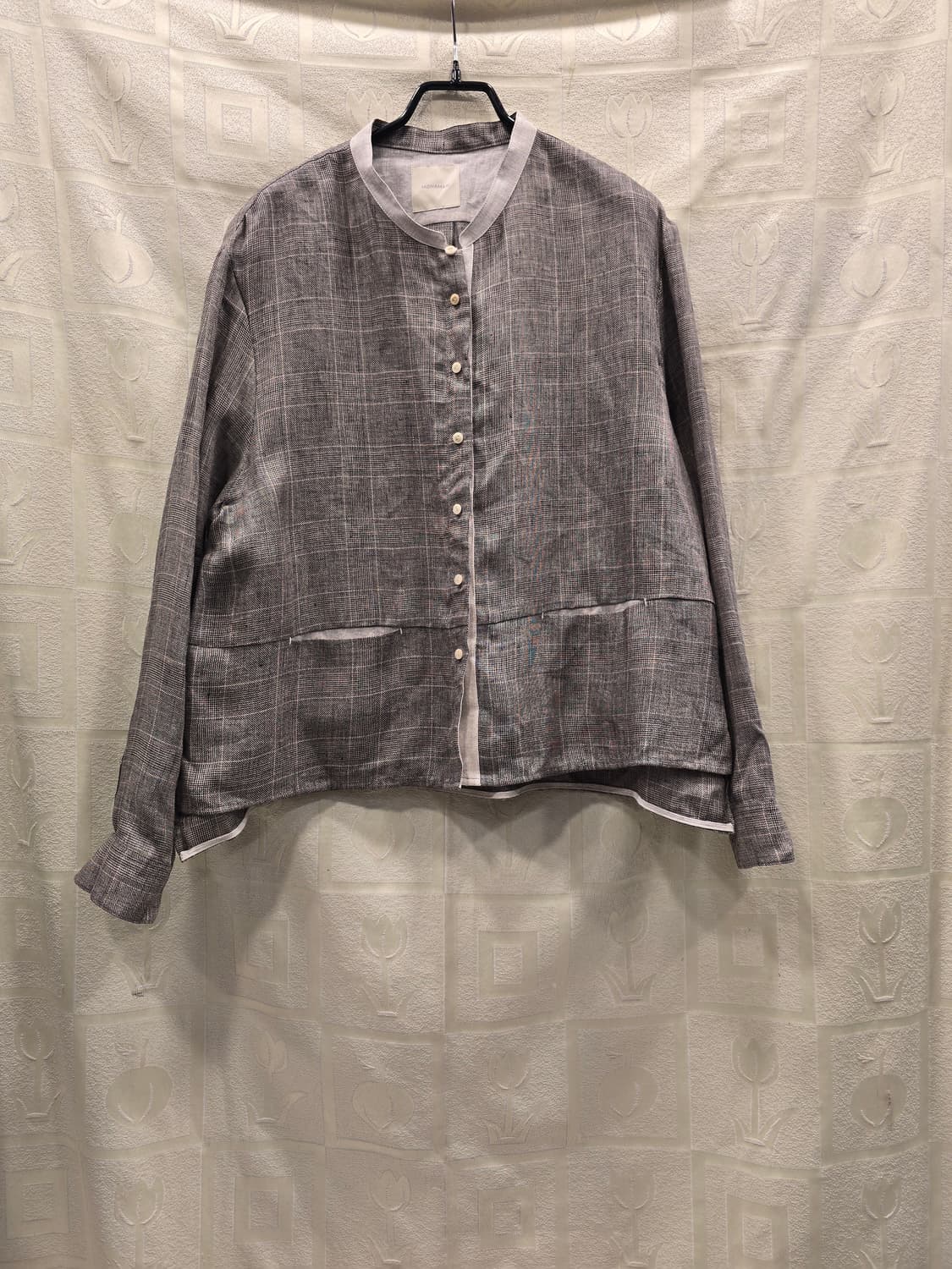 모나마리 린넨 체크 자켓 프리사이즈 상품이미지1