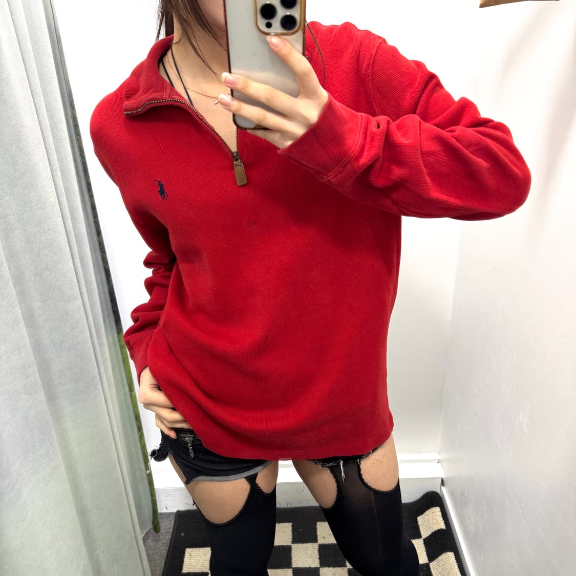 폴로 레드 반집업 니트 상품이미지1