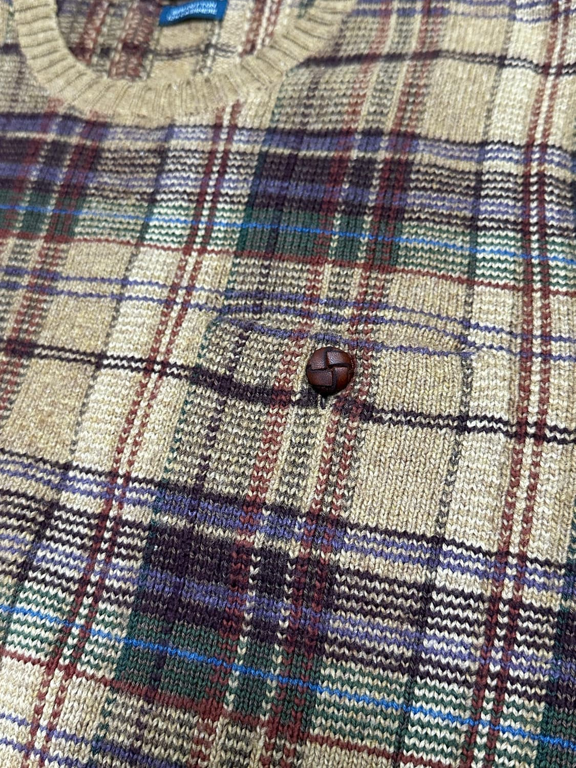 폴로 랄프로렌 엘보우패치 캐시미어 체크 스웨터 XL(loose 100)  상품이미지5