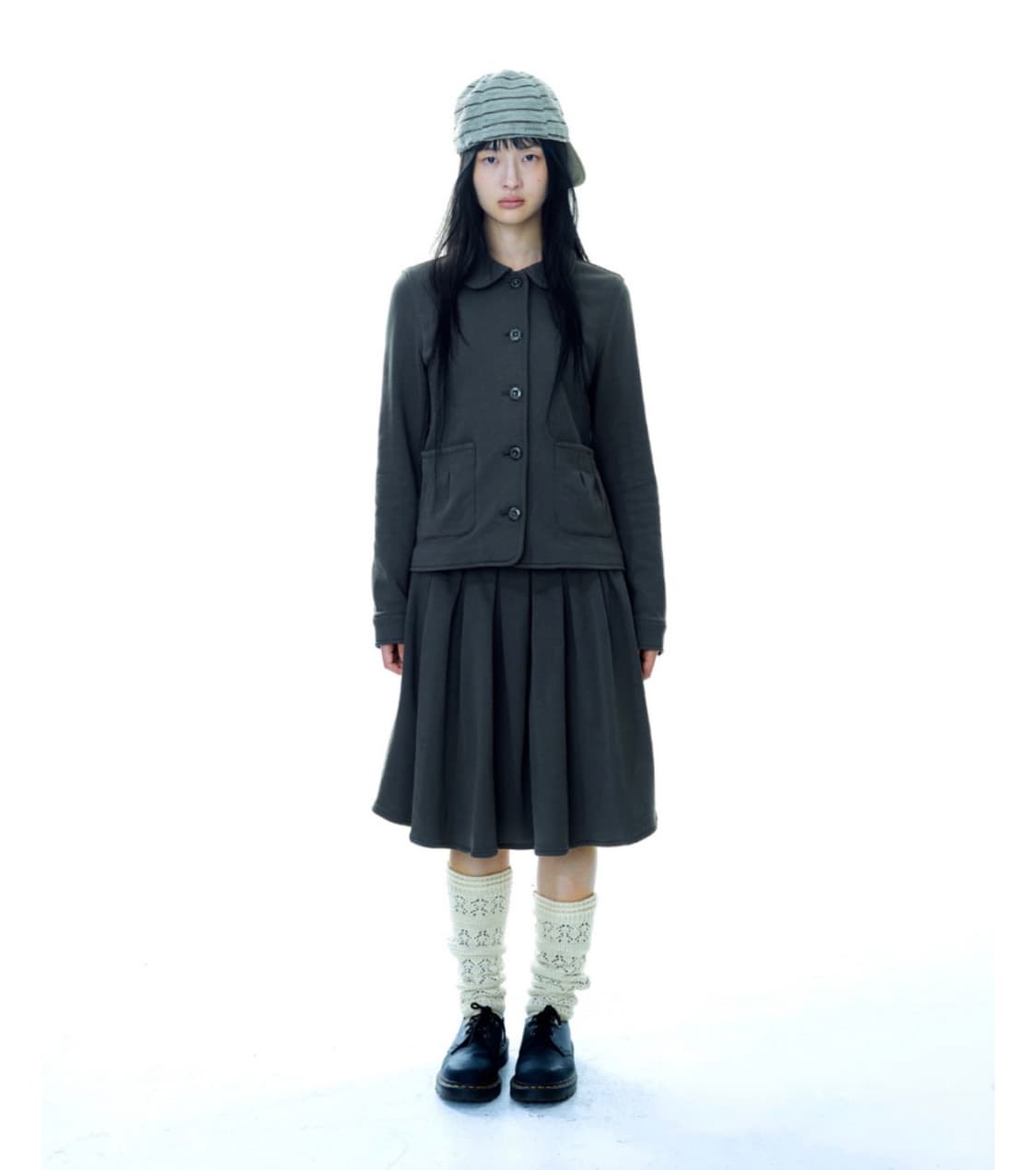 코이세이오 COZY SWEAT WRAP SKIRT-CHARCOAL 상품이미지1