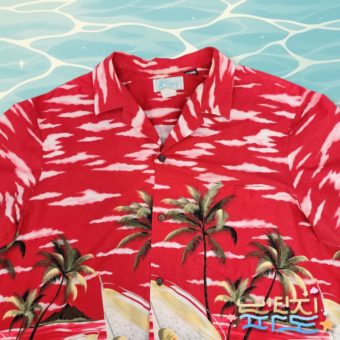 XL 80s kolekole 하와이안 반팔셔츠 상품이미지2