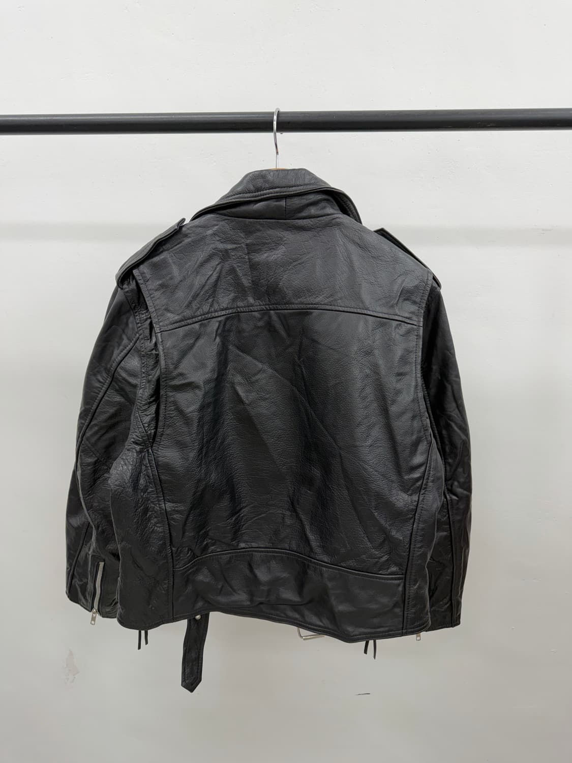 90s Cooper 블랙 라이더 레더 자켓 상품이미지4