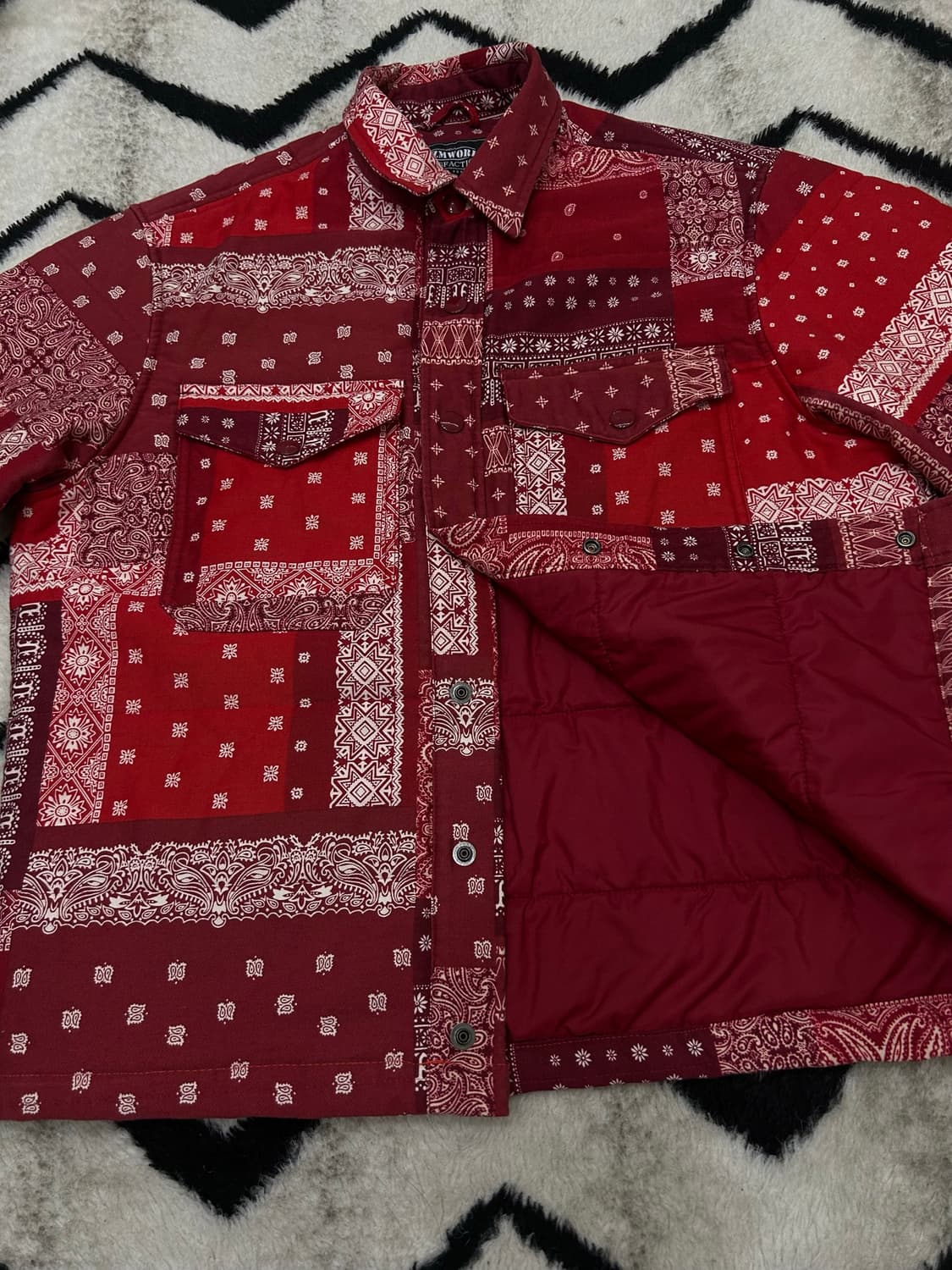 [M]프리즘웍스 리메이크 반다나 워크 패딩아웃터 셔츠 상품이미지3