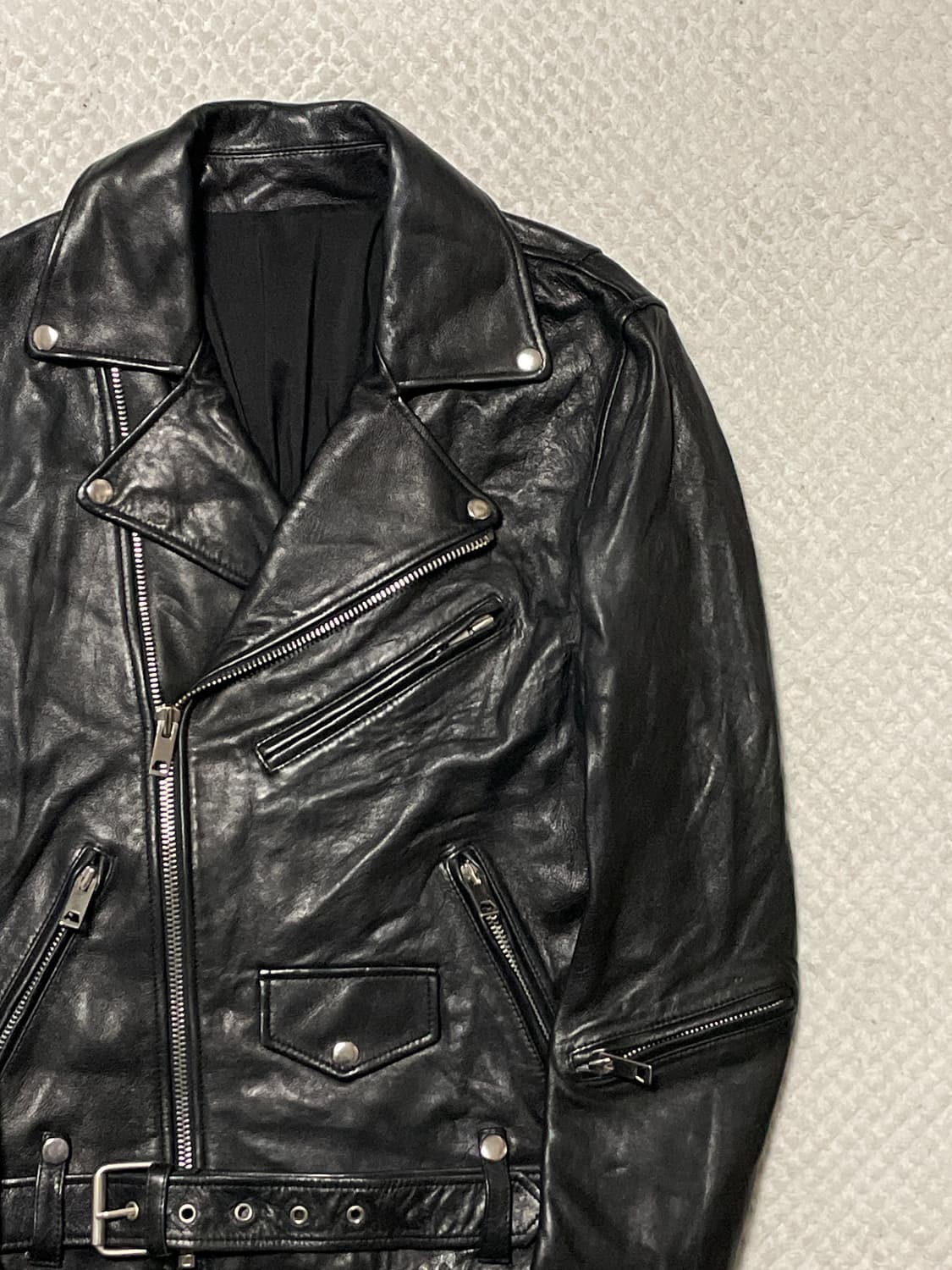 광희시장 웨스턴 무드 램스킨 양가죽 라펠 레더 자켓 상품이미지3