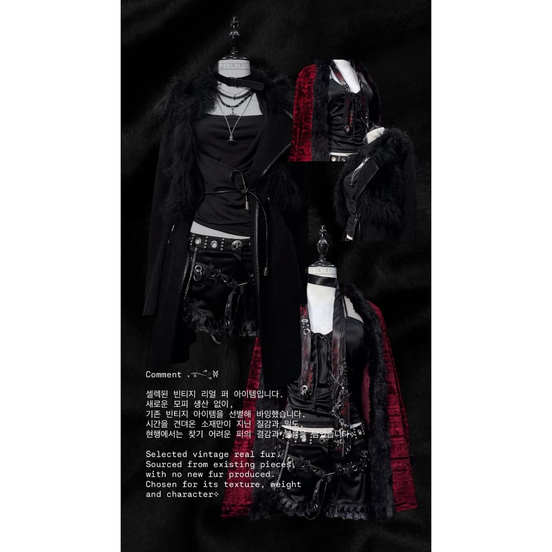 Genuine Rabbit Fur Trim Velvet Coat 상품이미지8