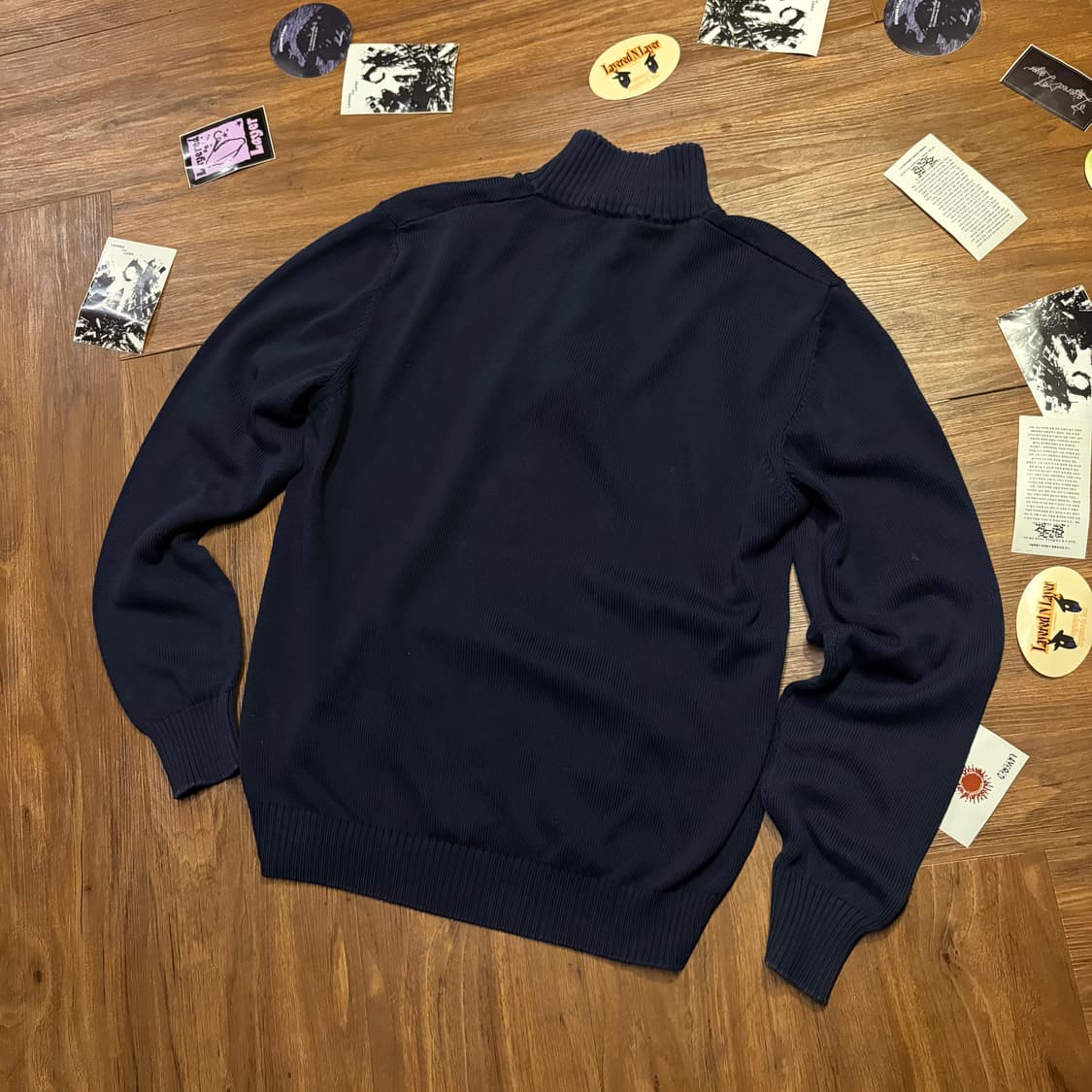 에르메네질도 제냐 네이비 집업 풀오버 니트 상품이미지3