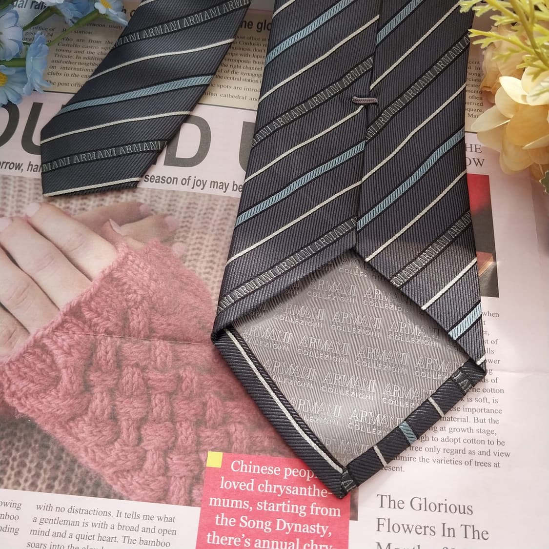 아르마니 꼴레지오니 실크 스트라이프 넥타이 9cm A+~A등급 K1400 상품이미지6