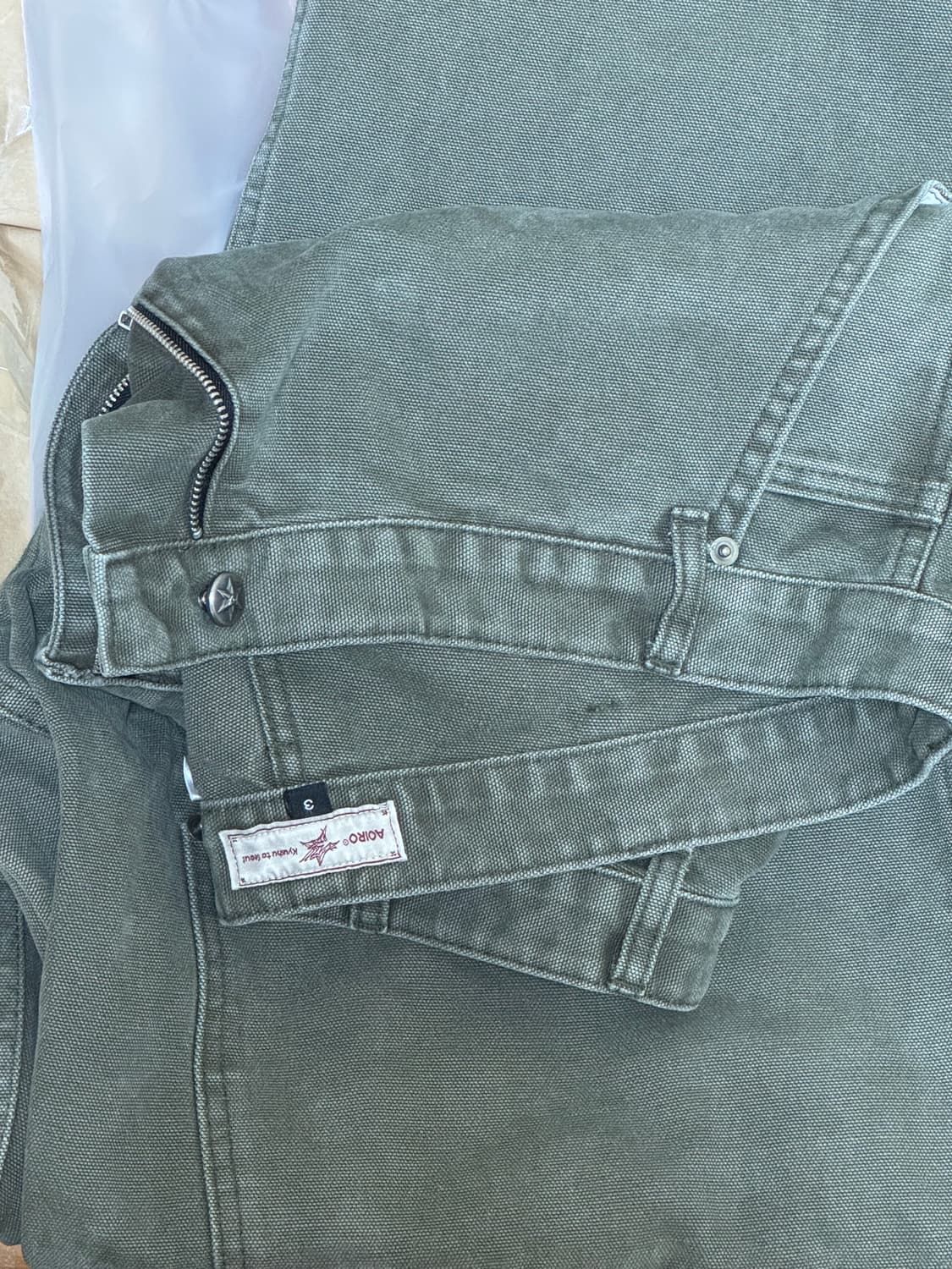 (3) 아오이로 커티드 더블니 팬츠 올리브 상품이미지3