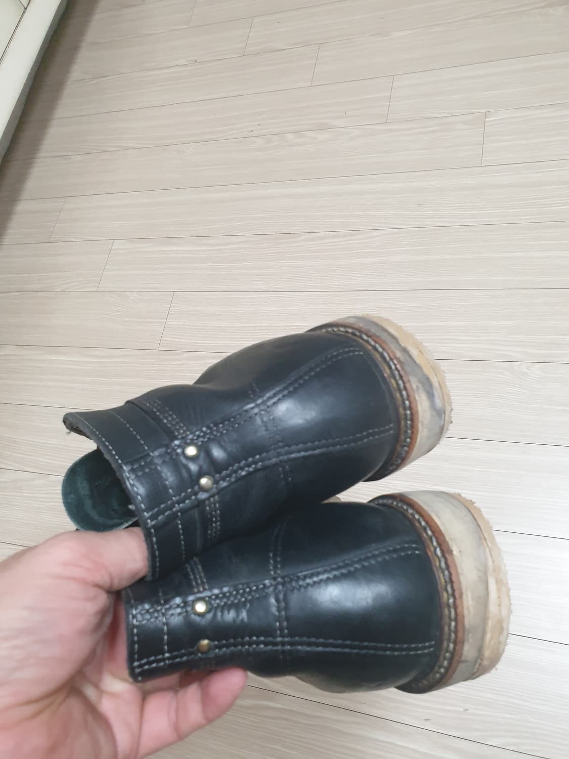 쏘로굿usa 검정색 가죽 워크 몽키부츠(265-270) 상품이미지3