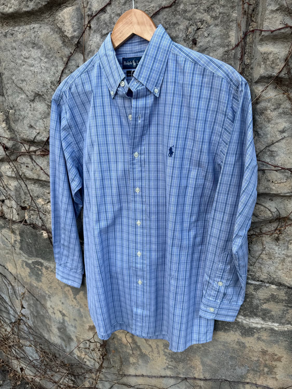 폴로 랄프로렌 빈티지 체크 패턴 셔츠 블루 s 상품이미지3