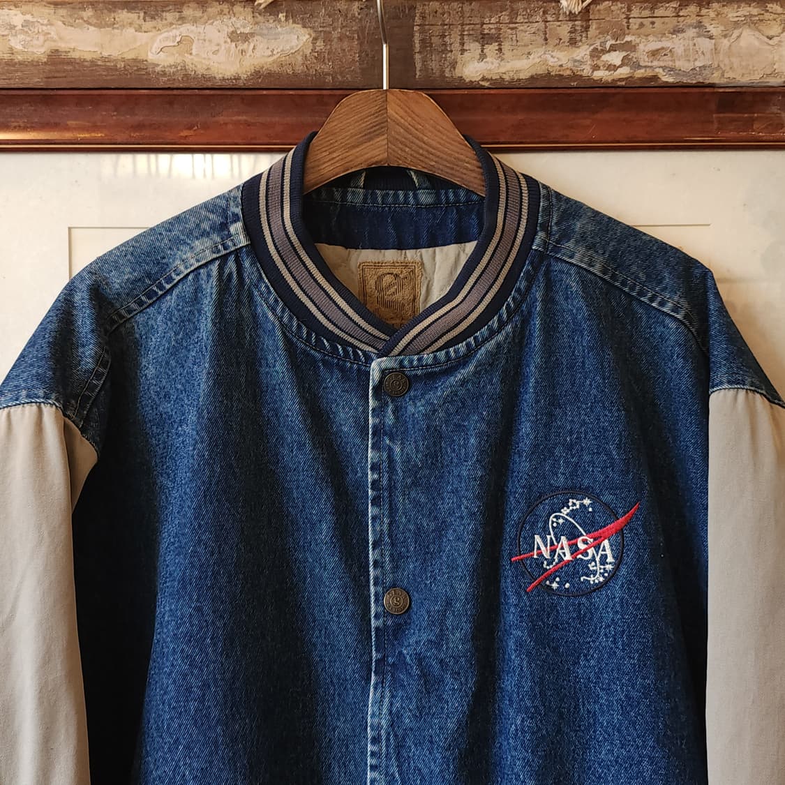 90s 빈티지 바시티 자켓 나사 NASA 빅사이즈 데님자켓 XL 상품이미지3