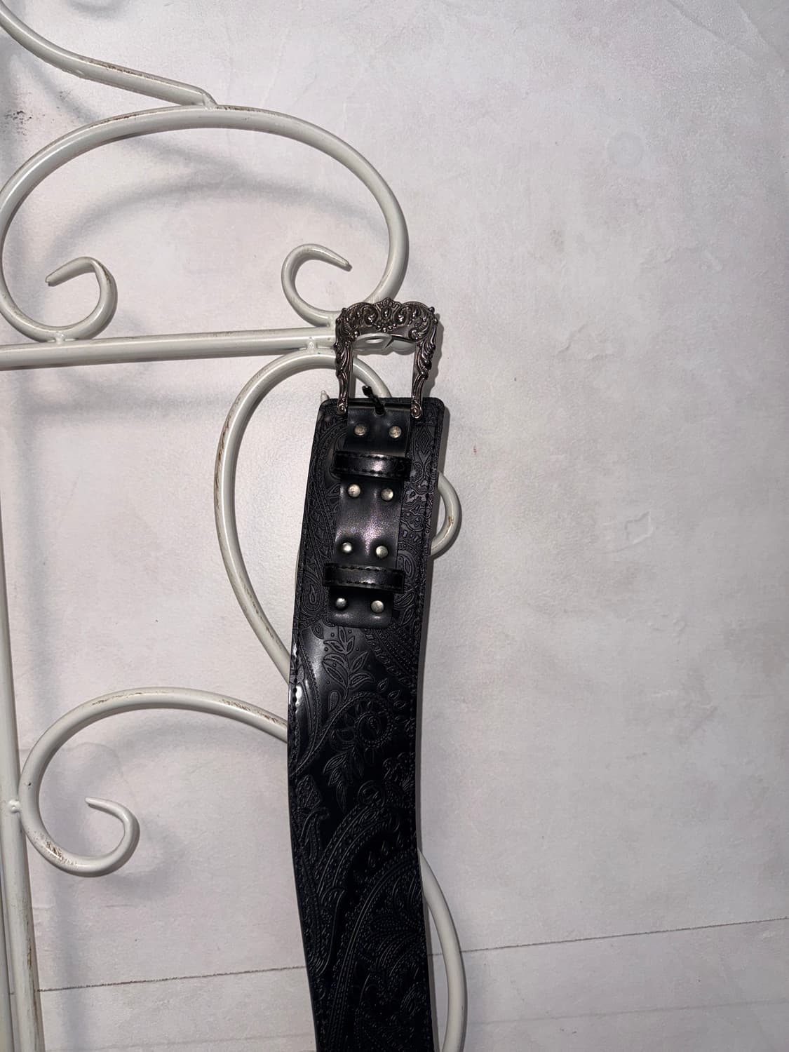 Black oriental embossing chain buckle 벨트 상품이미지4