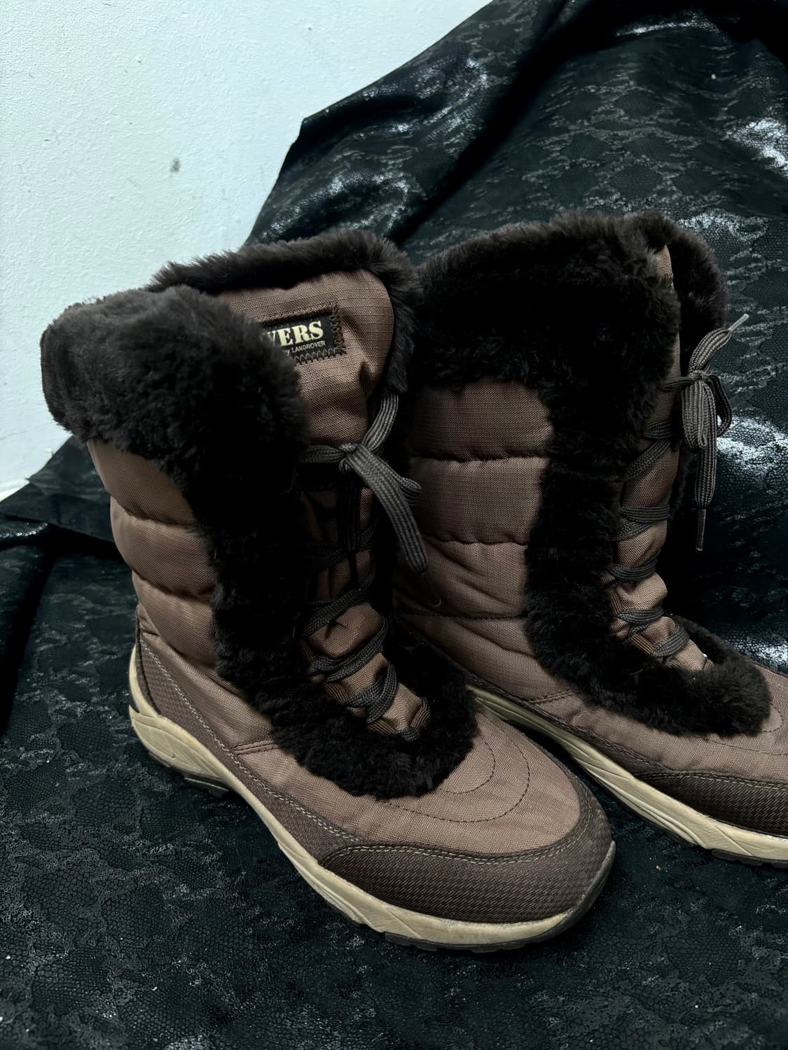 “Vintage” Y2K Mood Brown Fur Trimming Pa 상품이미지3