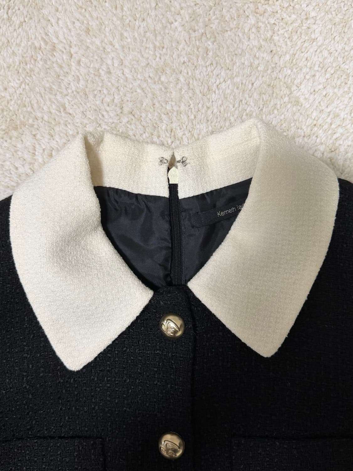 [케네스레이디] 배색 카라 트위드 미니 원피스 (블랙 / 55) 상품이미지6