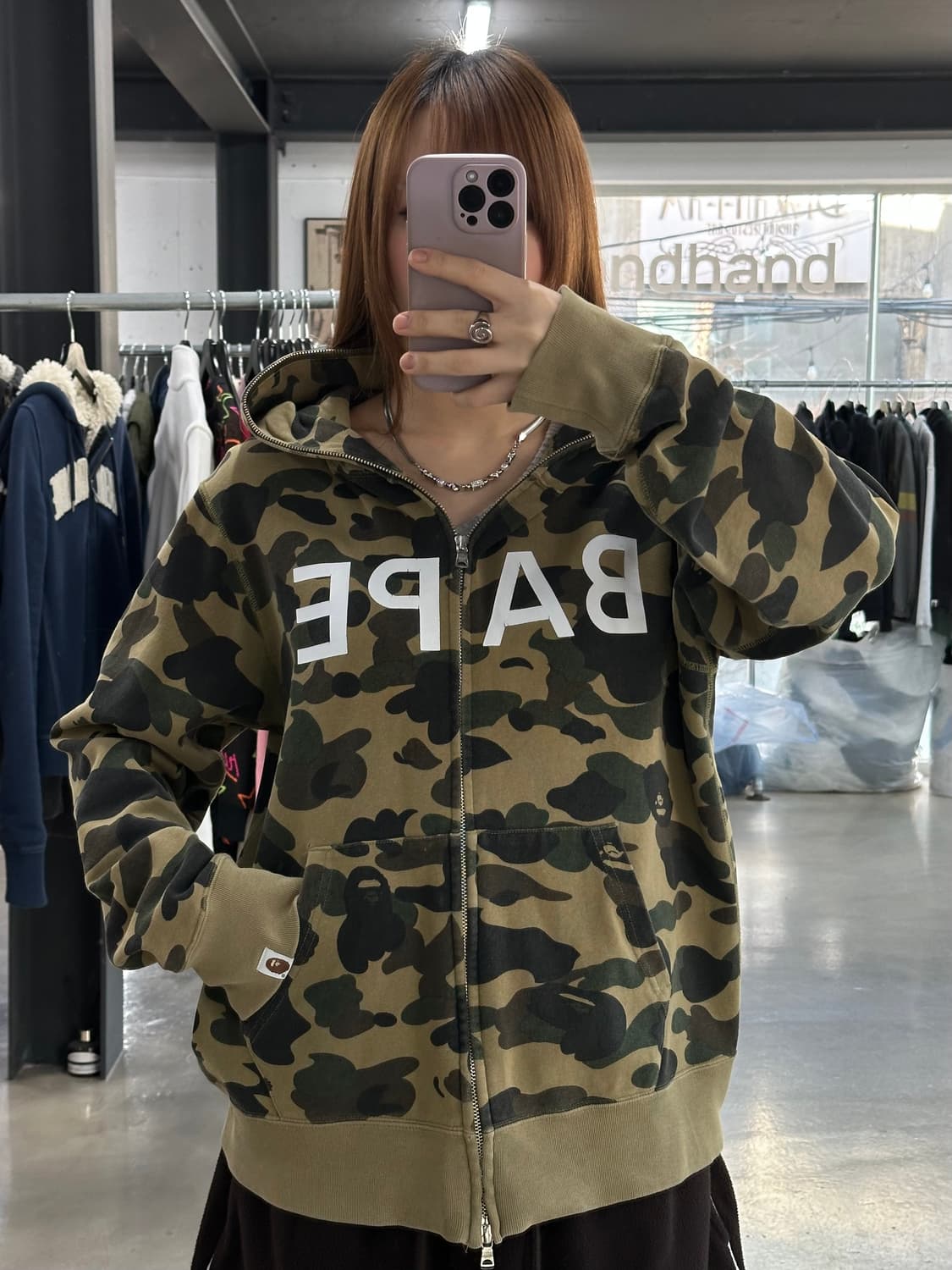 베이프 1st 카모 스펠아웃 풀 후드집업 녹계 상품이미지1