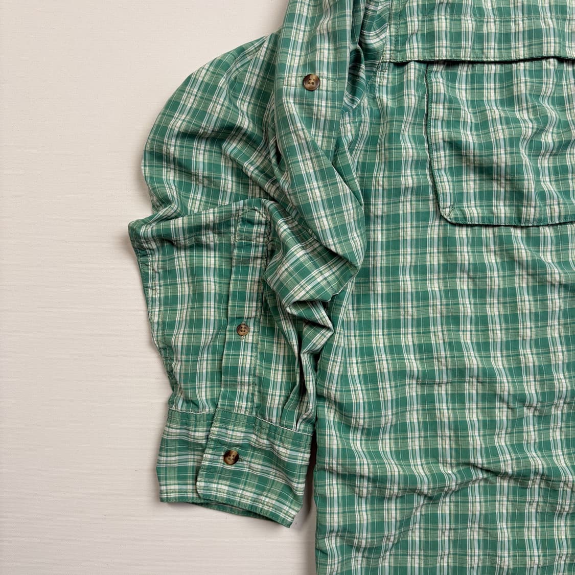 10s LLBean Fishing green pattern shirt 상품이미지5