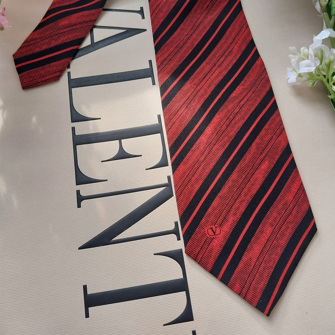 발렌티노 실크 레드 스트라이프 넥타이 8cm A등급 K1664
 상품이미지4