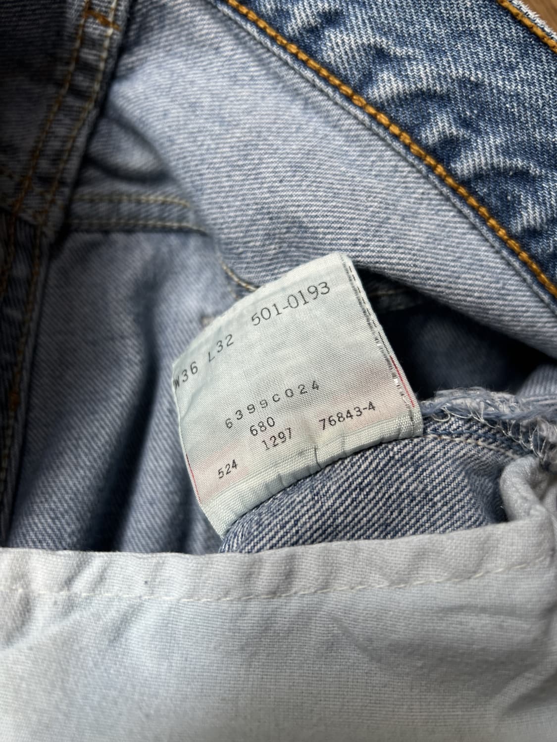 [36]90's 리바이스 501 Made in USA 데님 팬츠 S26 상품이미지6